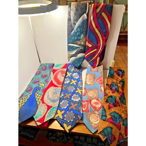 LOT OF 7 ROBERT DASKAL MEN'S TIE 100% SILK MADE IN USA